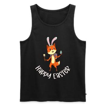 Renard aux oreilles de lapin - Joyeuses Pâques - Débardeur bio Premium Homme - noir - Devant - Michal (187cm)