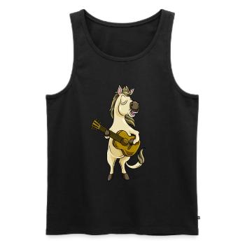 Comic Pferd spielt Gitarre - Männer Premium Bio Tank Top - Schwarz - Vorne - AI Model Male 178 light (178cm)
