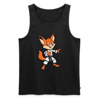 Comic Fuchs makes karate - Men's Premium Organic Tank Top - black - Front - Michal (187cm)