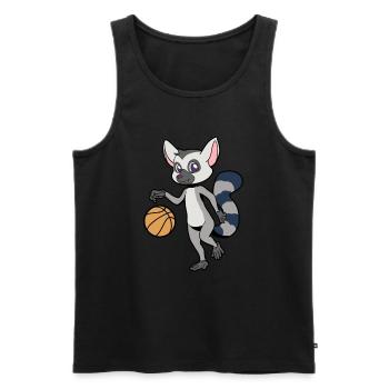Comic Lemur spielt Basketball - Männer Premium Bio Tank Top - Schwarz - Vorne - Michal (187cm)