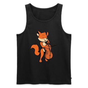 Comic Fuchs joue du violoncelle - Débardeur bio Premium Homme - noir - Devant - AI Model Male 178 light (178cm)