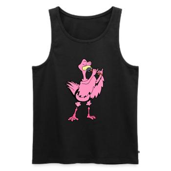 Cartoon Flamingo - Joueur de flûte - Débardeur bio Premium Homme - noir - Devant - Michal (187cm)