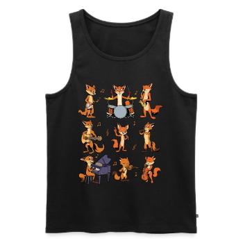 Cartoon Fuchs Big Band - Männer Premium Bio Tank Top - Schwarz - Vorne - AI Model Male 178 light (178cm)