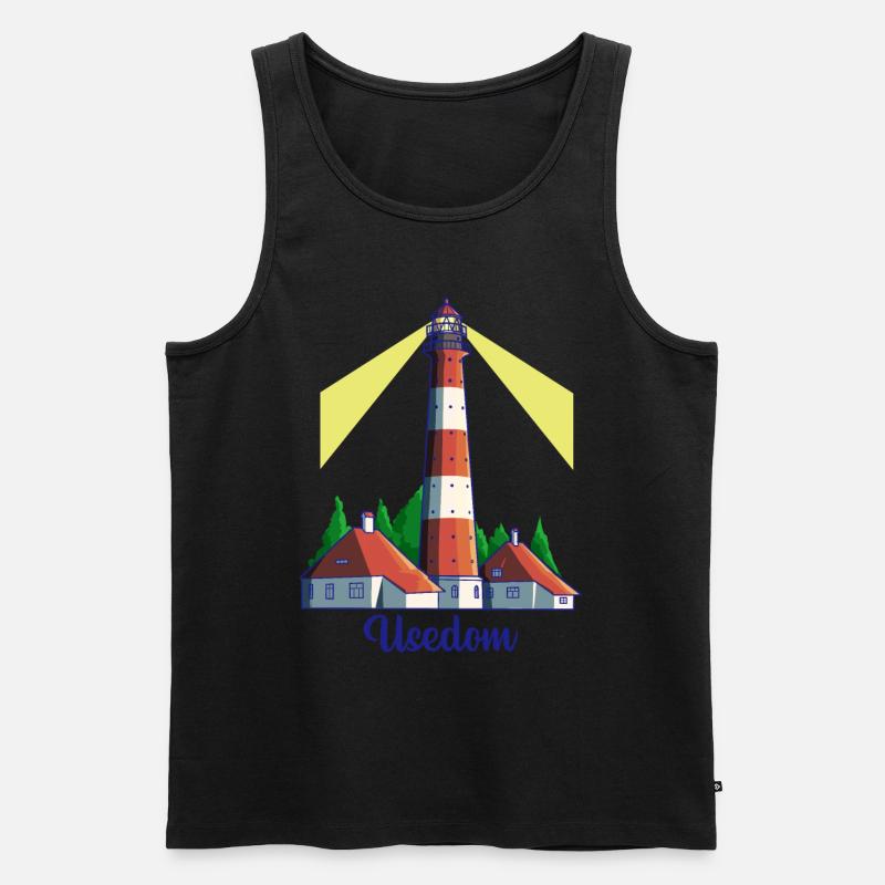 Leuchtturm - Insel Usedom - Männer Premium Bio Tank Top - Schwarz