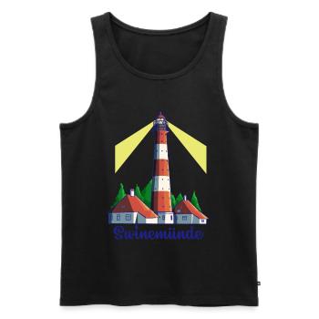 Leuchtturm - Ostseebad Swinemünde - Männer Premium Bio Tank Top - Schwarz - Vorne - Michal (187cm)