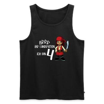 Geburtstagsshirt Pirat - 4 Geburtstag Mädchen - Männer Premium Bio Tank Top - Schwarz - Vorne - Michal (187cm)