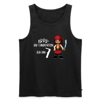 Geburtstagsshirt Pirat - 7 Geburtstag Mädchen - Männer Premium Bio Tank Top - Schwarz - Vorne - Michal (187cm)