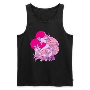 Maman Licorne avec Filles Licorne - Débardeur bio Premium Homme - noir - Devant - Michal (187cm)