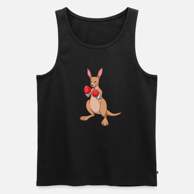 Mit Boxhandschuhen - Cartoon Känguru Boxer - Männer Premium Bio Tank Top - Schwarz