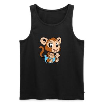 Kawaii Baby Monkey - Men's Premium Organic Tank Top - black - Front - AI Model Male 178 light (178cm)