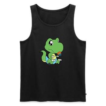 Kawaii Bébé Dino - Débardeur bio Premium Homme - noir - Devant - AI Model Male 178 light (178cm)
