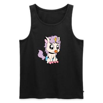 Kawaii Bébé Licorne - Débardeur bio Premium Homme - noir - Devant - AI Model Male 178 light (178cm)