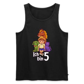 Geburtstagsshirt Bauernhof - 5 Geburtstag Junge - Männer Premium Bio Tank Top - Schwarz - Vorne - Michal (187cm)