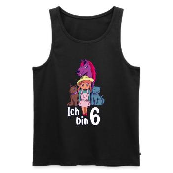 Geburtstagsshirt Bauernhof - 6 Geburtstag Mädchen - Männer Premium Bio Tank Top - Schwarz - Vorne - Michal (187cm)