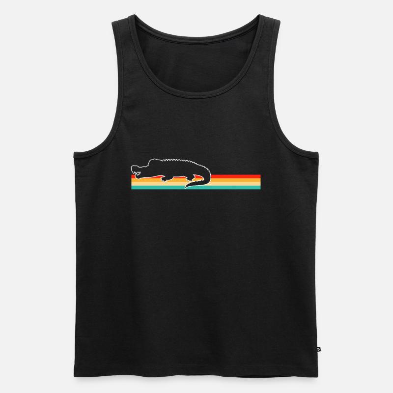 Krokodil Retro - Männer Premium Bio Tank Top - Schwarz