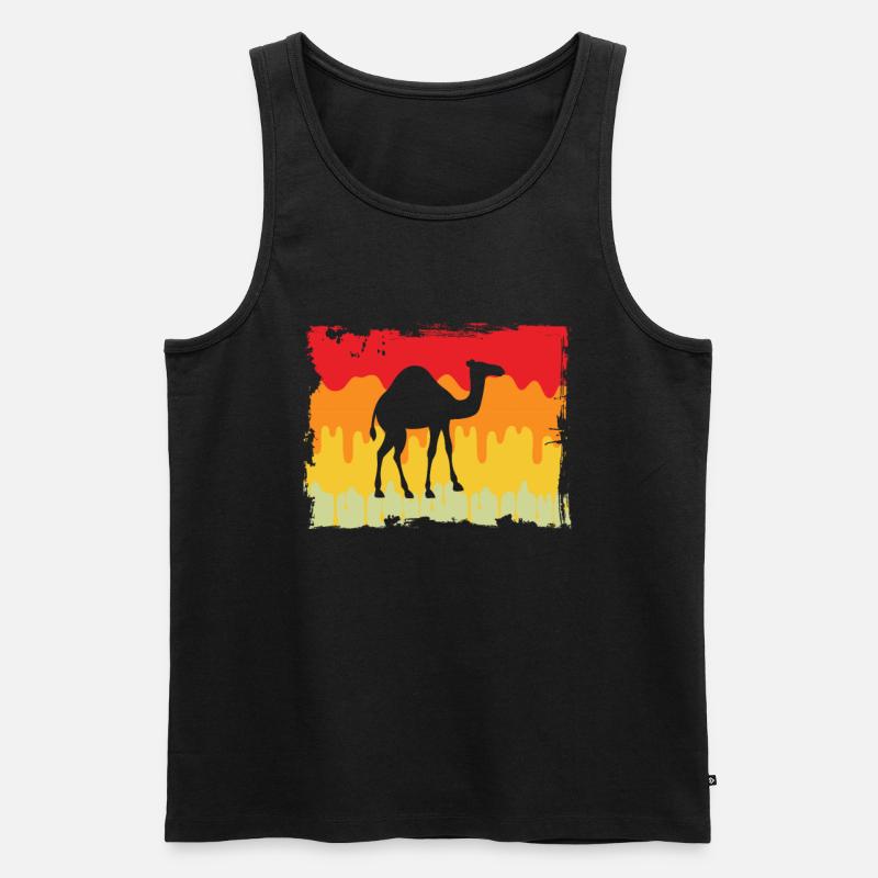 Retro Dromedar - Männer Premium Bio Tank Top - Schwarz