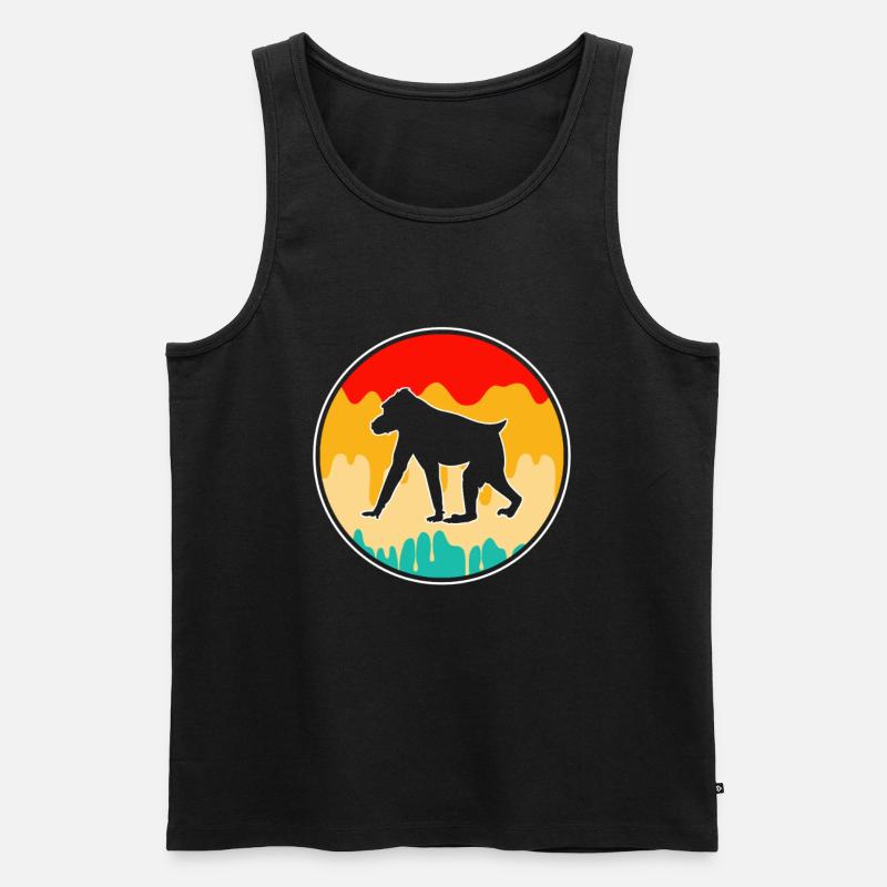 Affe Retro - Männer Premium Bio Tank Top - Schwarz