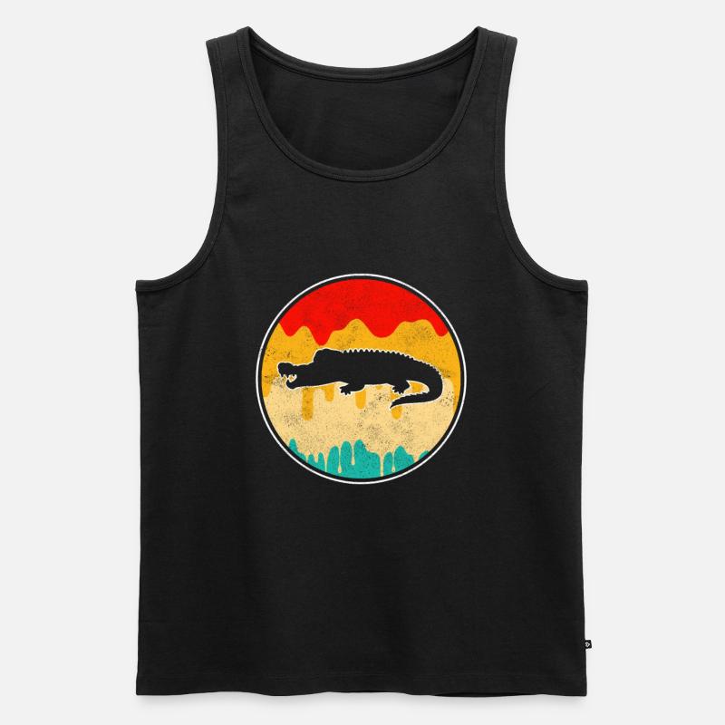 Krokodil Retro - Männer Premium Bio Tank Top - Schwarz