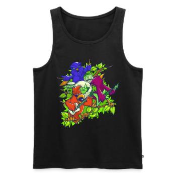 Farbenfrohe Rockmusik - Vogel Rockband - Männer Premium Bio Tank Top - Schwarz - Vorne - AI Model Male 178 light (178cm)
