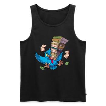 Cartoon Eule mit Bücherstapel - Büchereule - Männer Premium Bio Tank Top - Schwarz - Vorne - AI Model Male 178 light (178cm)