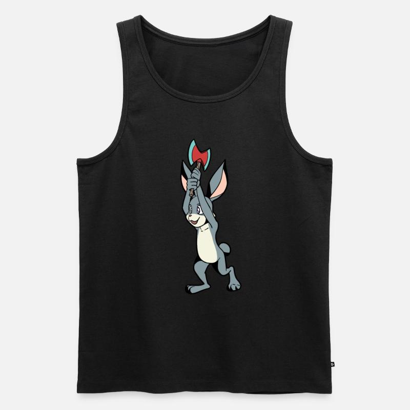 Axt werfender Hase - Axtwerfen - Männer Premium Bio Tank Top - Schwarz