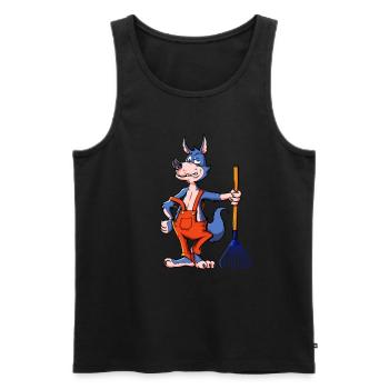 Gladly in the garden -Gardener Wolf - Men's Premium Organic Tank Top - black - Front - AI Model Male 178 light (178cm)