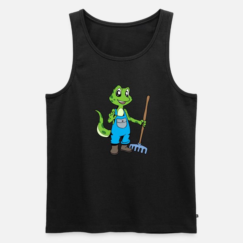 Gerne im Garten -Gärtner Gecko - Männer Premium Bio Tank Top - Schwarz