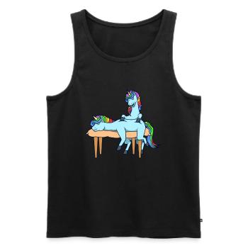Licorne massée - Physiothérapie - Débardeur bio Premium Homme - noir - Devant - Michal (187cm)