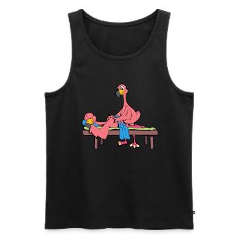 Flamant rose massé - Physiothérapie - Débardeur bio Premium Homme - noir - Devant - Michal (187cm)