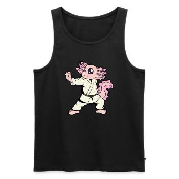 Comic Axolotl makes karate - Men's Premium Organic Tank Top - black - Front - Michal (187cm)