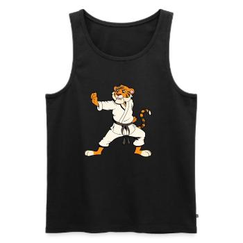Comic Tiger does karate - Men's Premium Organic Tank Top - black - Front - Michal (187cm)