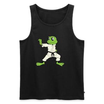 Comic Gecko does karate - Men's Premium Organic Tank Top - black - Front - Michal (187cm)