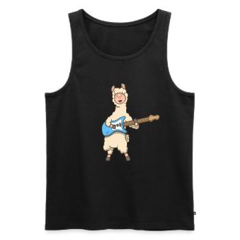 Comic Lama joue de la guitare électrique - Débardeur bio Premium Homme - noir - Devant - Michal (187cm)