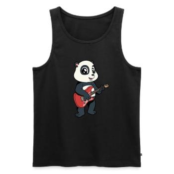 Comic Pandabär joue de la guitare électrique - Débardeur bio Premium Homme - noir - Devant - Michal (187cm)