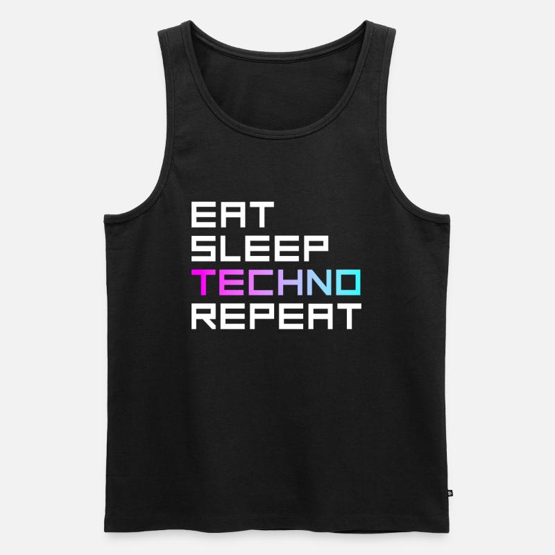 eat sleep techno repeat - Männer Premium Bio Tank Top - Schwarz