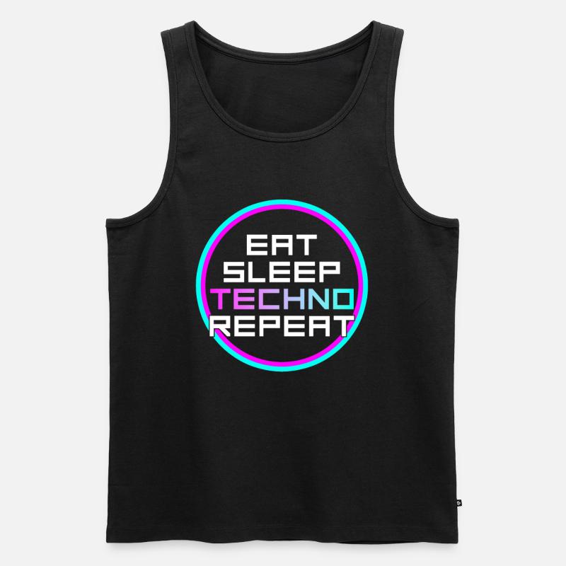 eat sleep techno repeat - Männer Premium Bio Tank Top - Schwarz