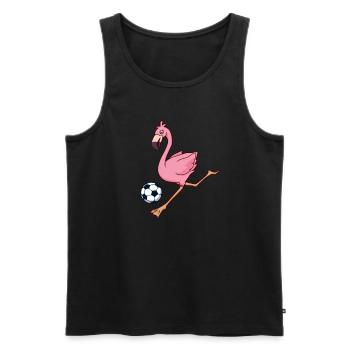 Comic Flamingo plays football - Men's Premium Organic Tank Top - black - Front - Michal (187cm)