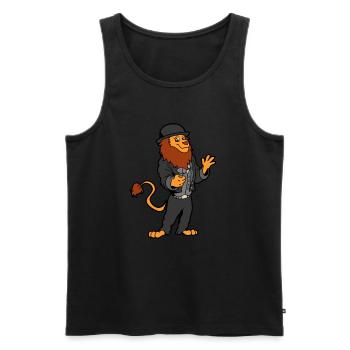 Comic lion en tant que charpentier - Débardeur bio Premium Homme - noir - Devant - AI Model Male 178 light (178cm)