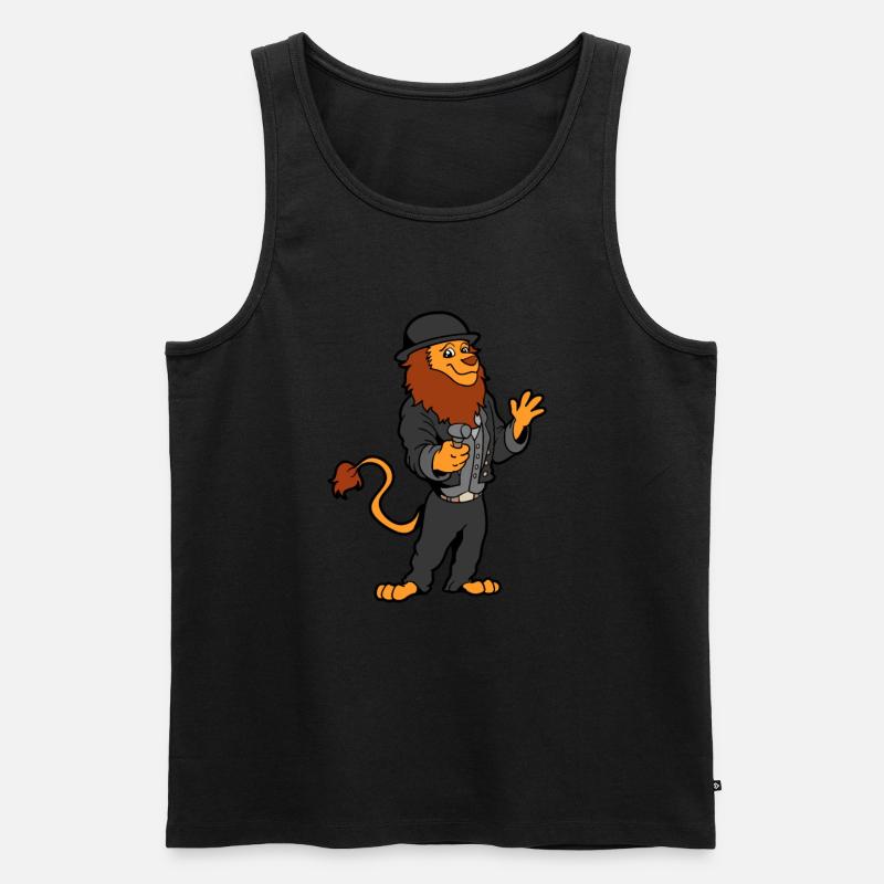 Comic Löwe als Zimmermann - Männer Premium Bio Tank Top - Schwarz