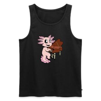 Comic Axolotl joue du piano - Débardeur bio Premium Homme - noir - Devant - Michal (187cm)