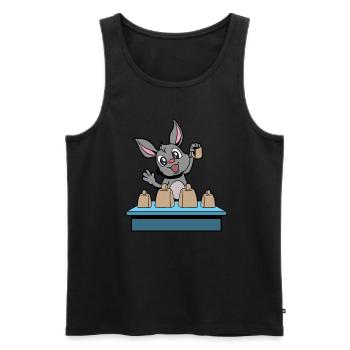 Comic Rabbit Plays Cowbells - Men's Premium Organic Tank Top - black - Front - AI Model Male 178 light (178cm)