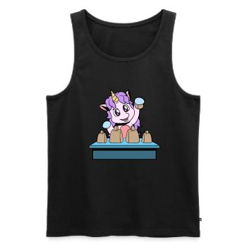 Comic Unicorn plays cowbells - Men's Premium Organic Tank Top - black - Front - Michal (187cm)