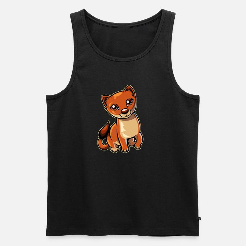 Kawaii Wiesel - Männer Premium Bio Tank Top - Schwarz