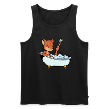 Fox prend un bain dans la baignoire - Débardeur bio Premium Homme - noir - Devant - AI Model Male 178 light (178cm)
