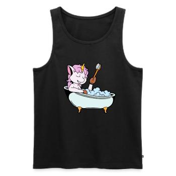 Einhorn nimmt Bad in der Badewanne - Männer Premium Bio Tank Top - Schwarz - Vorne - AI Model Male 178 light (178cm)