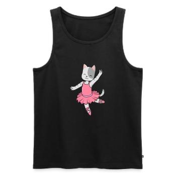 Comic Katze tanzt Ballett - Ballerina - Männer Premium Bio Tank Top - Schwarz - Vorne - Michal (187cm)