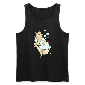 Lama nimmt Bad in der Badewanne - Männer Premium Bio Tank Top - Schwarz - Vorne - AI Model Male 178 light (178cm)