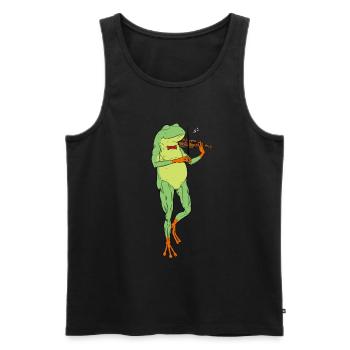 Comic Frog Plays Violin - Men's Premium Organic Tank Top - black - Front - Michal (187cm)