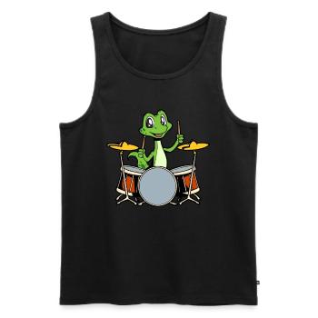Comic Gecko Schlagzeuger - Männer Premium Bio Tank Top - Schwarz - Vorne - Michal (187cm)