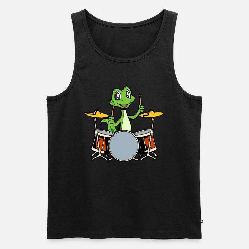 Comic Gecko Schlagzeuger - Männer Premium Bio Tank Top - Schwarz